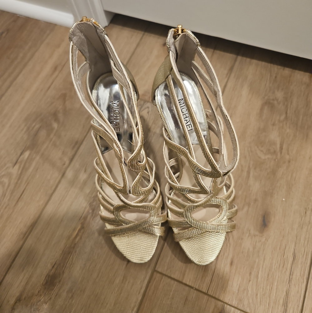 MICHAEL Michael Kors Metallic Gold Strappy High Heel Sandals